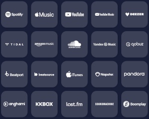 Interface TuneMyMusic : transferts compatibles avec Spotify, Apple Music, Deezer, et autres